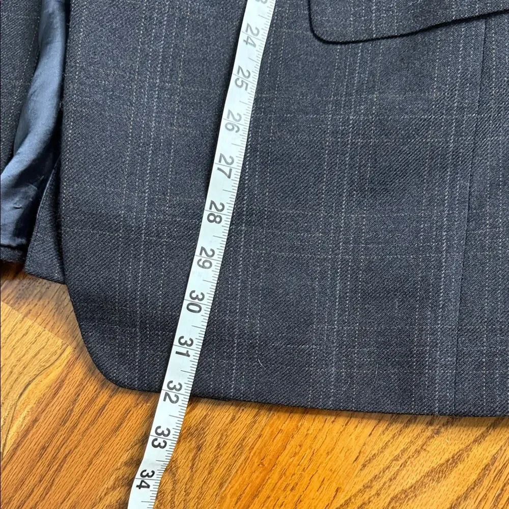 Hickey Freeman Charcoal Glen Plaid Sport Coat 39R cashmere wool